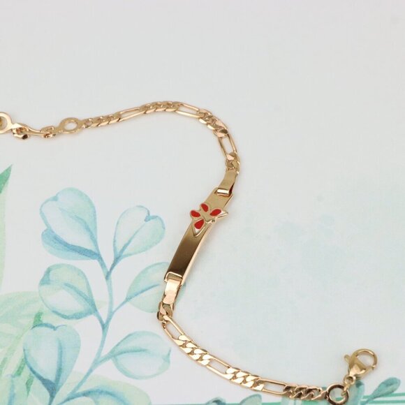 Rose Gold Butterfly Charm Bracelet, Gold Plated Over Brass, XPBL0702 - Picture 3 of 12